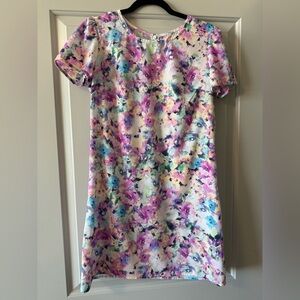 Floral Short Sleeve Shift Dress Size Small